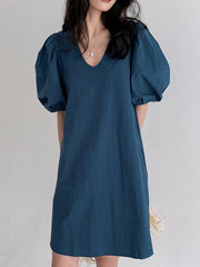 Original Bishop Sleeve Solid Dress