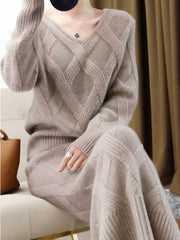 Women Thick V-Neck Casual Dress