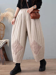 Retro Loose Lace Splicing Cotton Pants