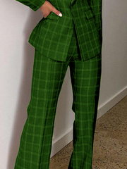 Wide Leg Plaid Suit Pants