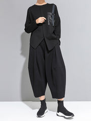 Simple And Thin Wide-Leg Cropped Trousers