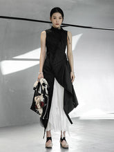 Simple Black Skinny Sleeveless Pleated Maxi Dress