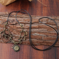 Wax Rope Necklace Alloy Bird's Nest Pendant Necklace