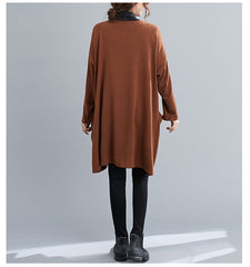 Women High Neck Simple Loose Dress