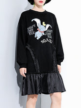 Women Round Neck Pullover Stitching Dress