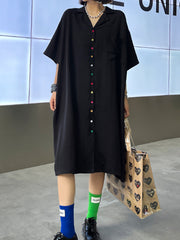 Solid Color V-Neck Black Slim Cardigan Dress