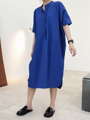 Original Solid Round-Neck Shirt Dress