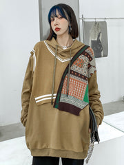 Retro Loose Stitching Casual Hoodie
