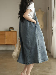 Stitching V-Neck Slim Strap Vest Dress