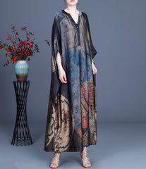 Retro Print Stitching Irregular Dress