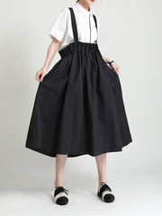 Solid Color Ruffled Loose Age Reduce Strap Dress