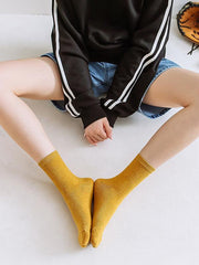 Solid Color Breathable Cotton Socks