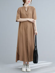 Loose V-Neck Skirt Short Sleeve Shirt