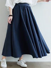 Women Solid Color Loose Skirt