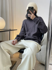 Simple And Loose Solid Color Slit T-Shirt Top