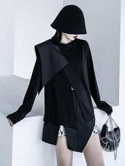 Original Split-Joint Split-Front Long Sleeves T-Shirt Top