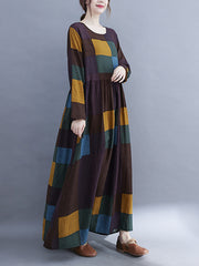Literary Plus Size Printed Long Sleeve Maxi Dress