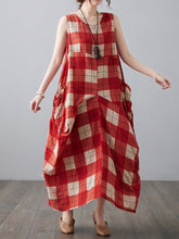 Ethnic Style Color Matching Loose Sleeveless Dress