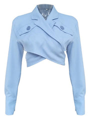 Cross Bandage Solid Sexy Short Coat