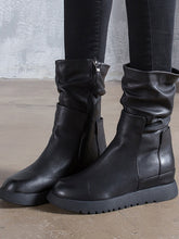 Women's Vintage Round Toe Solid Color Boots