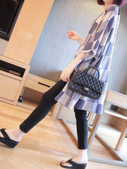 Loose Plaid High-Low Knitwear