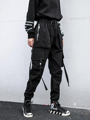 Casual Zipper Drawstring Overall Pants