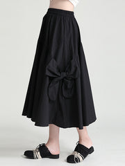 Solid Color High Waist Stitching Loose Casual Skirt