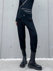 High-Waist Fashion Solid Color Thickened Pants