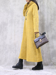 Vintage Simple Plush Hooded Dress