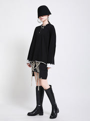 Round-Neck Split-Joint Long Sleeves Shirt