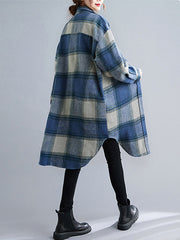 Retro Loose Plaid Lapel Shirt