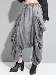 Loose Cropped Pleated High-Waist Harem Pants