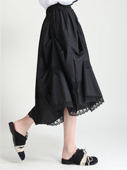 Personalized Pleated Stitching Solid Color Casual Skirt