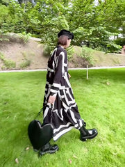 Striped Printed Loose Maxi Dress