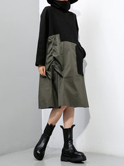 Women Stitching Solid Color Pullover Dress