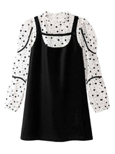 Fake Two Floral Printed Long Sleeve Mini Dress