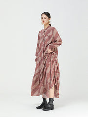 Long Sleeves Retro Plaid Maxi Dress