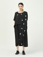 Loose Cropped Polka-Dot Splicing Pleated Dress