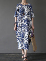Loose National style Printed Long Dress