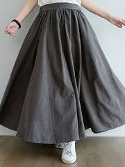 Women Solid Color Loose Skirt