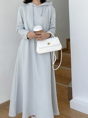 Hooded Casual Solid Color Hoodie Dress