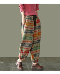 Women Retro Printed And Dyed Casual Pants