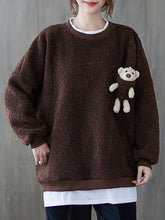 Women Thickened Color Block Round Neck Sweater