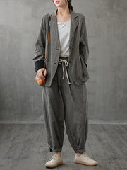 Women Loose-Fit Radish Pants Suit