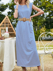 Sleeveless Striped Slim Casual Dress