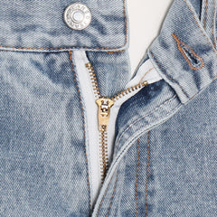 High Waist Slim Contrast Straight-Leg Jeans