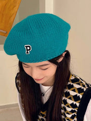 Retro Minimalist Alphabet Wool Beret