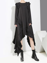 Loose Cropped Ruffles Long Dress