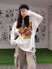 Round-Neck Printed Long-Sleeved T-Shirt