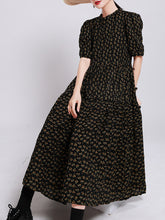 Women Floral Over The Knee Puff Sleeve Dress